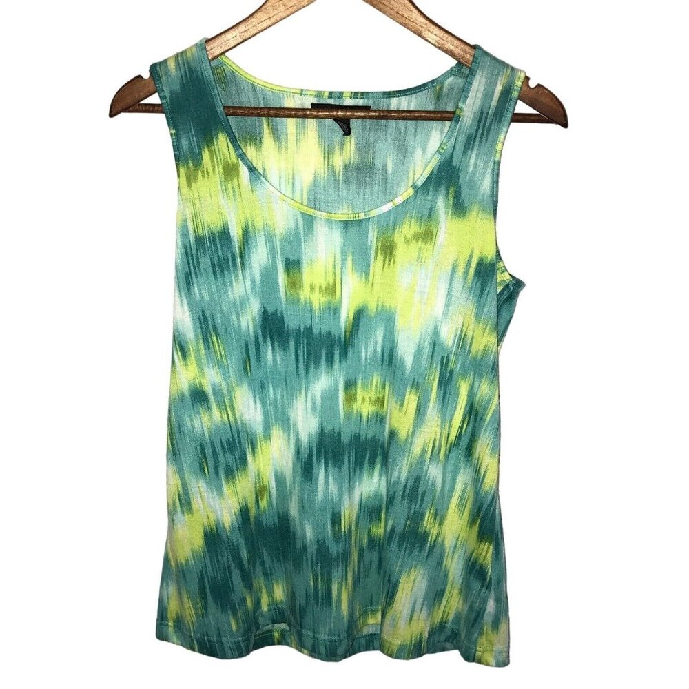 Kenneth Cole tank top blouse womens size M water color burnout blue yellow